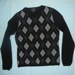 Brooks Brothers 346 Wm M Crew Neck Long Sleeve Merino Wool Sweater Argyle Knit